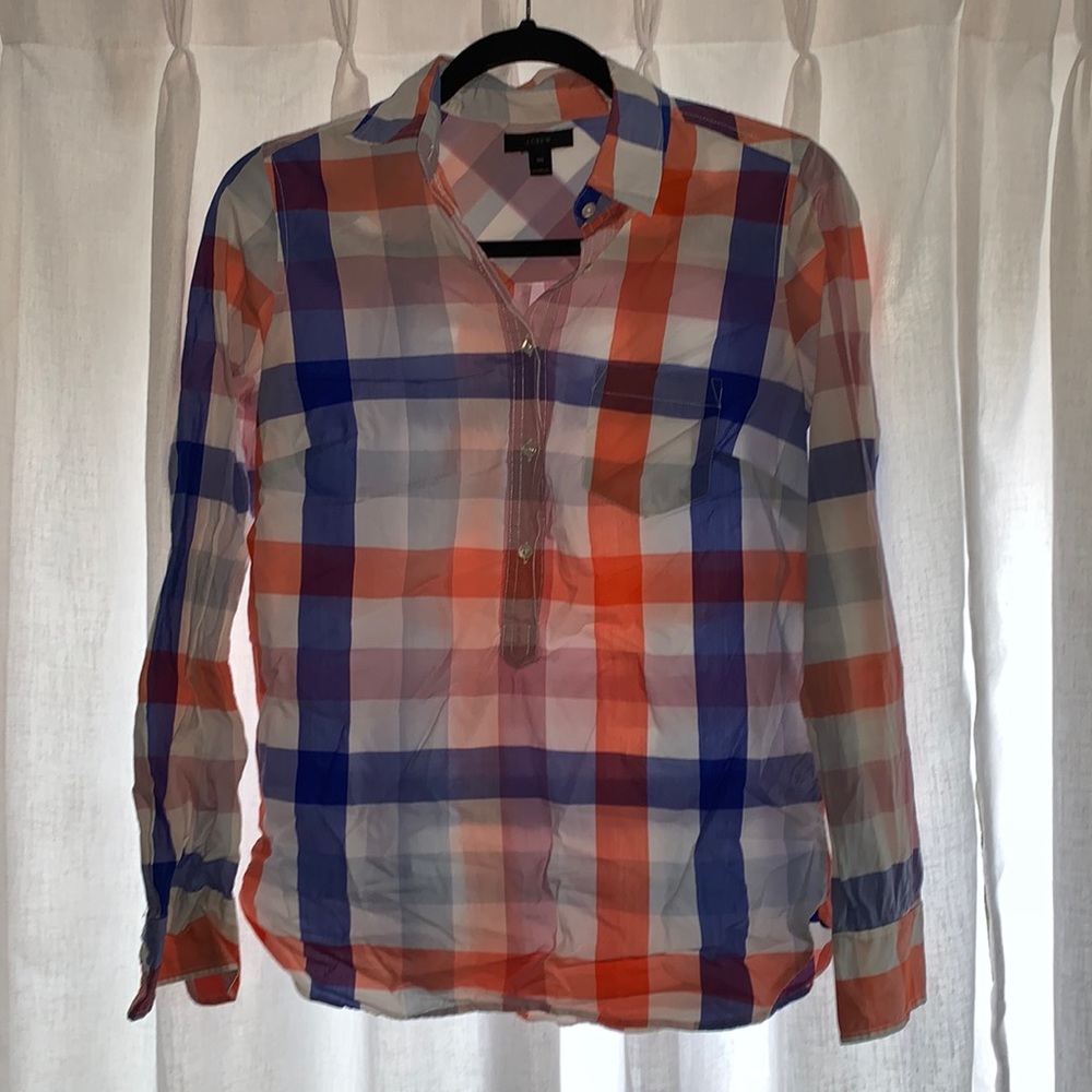 J Crew Blue/Orange Blouse 00